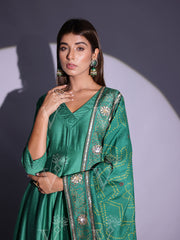 Green Vasansi Silk Anarkali Suit Set