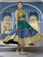 Blue Chevron Short Lehenga