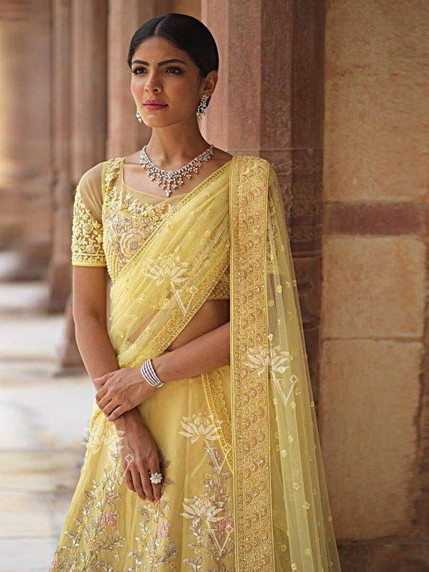 Yellow Organza Lehenga Choli