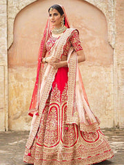 Red Dola Silk Bridal Lehenga