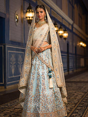 Denim Blue Raw Silk Lehenga Choli