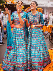 Blue Silk Lehenga Choli