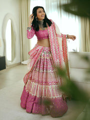 Masoom Pink Vasansi Silk Printed Lehenga