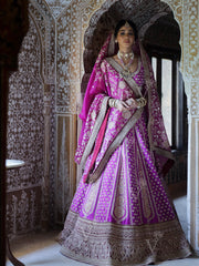 Purple Raw Silk Lehenga Set