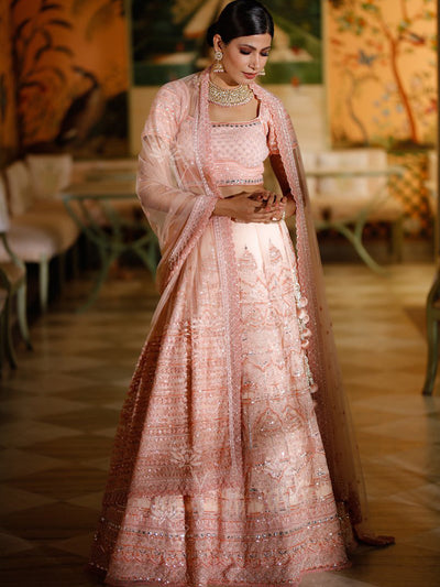 Peach Organza Bridal Lehenga