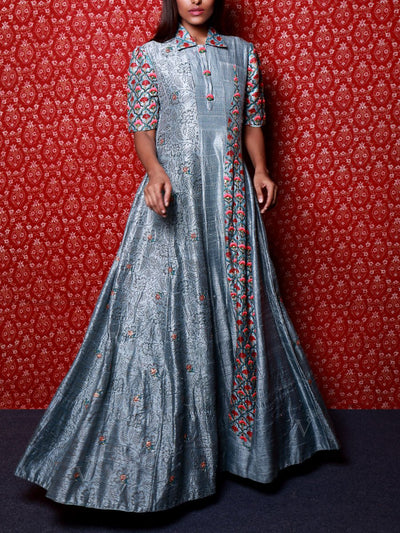 Anarkali, Anarkalis, Gown, Gowns, Silk, Embroidered, Block Print, Block Printed, Traditional, Traditional outfit, Traditional wear, Light weight, DD45, MTO