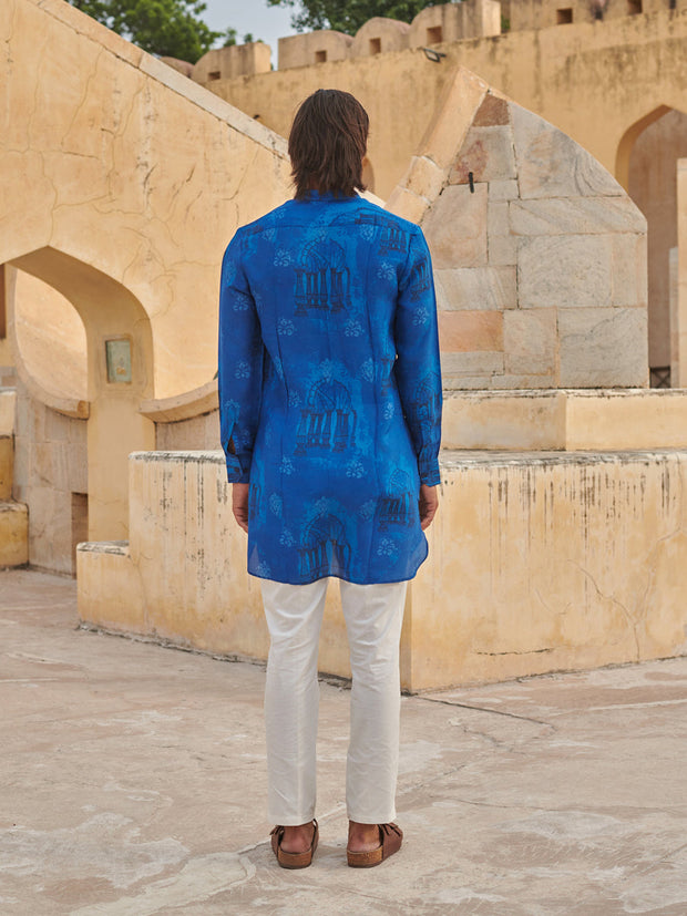 Blue Arch Printed Ganganagery Kurta