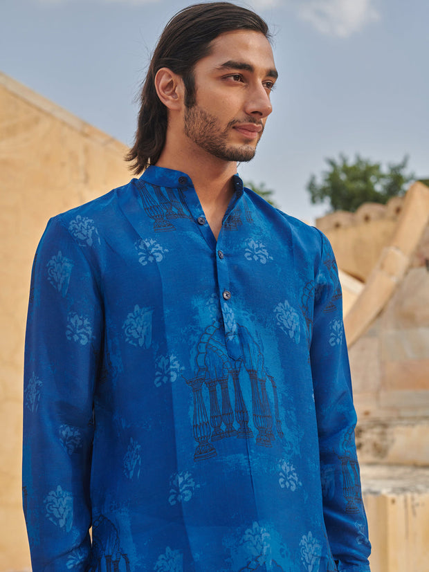 Blue Arch Printed Ganganagery Kurta