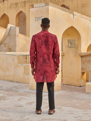 Red Arch Printed Ganganagery Kurta