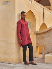 Red Arch Printed Ganganagery Kurta