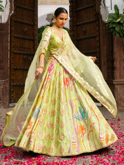 Green Vasansi Silk Printed Lehenga Set