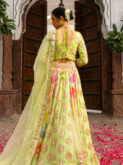 Green Vasansi Silk Printed Lehenga Set