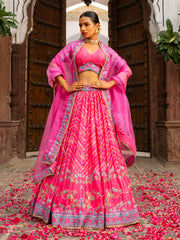 Pink Vasansi Silk Printed Lehenga Set