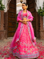 Pink Vasansi Silk Printed Lehenga Set