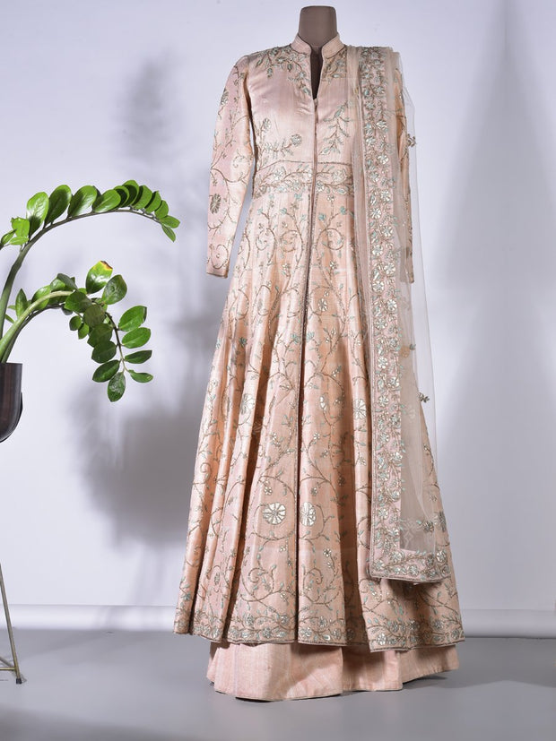 Handcrafted Peach Anarkali Lehenga