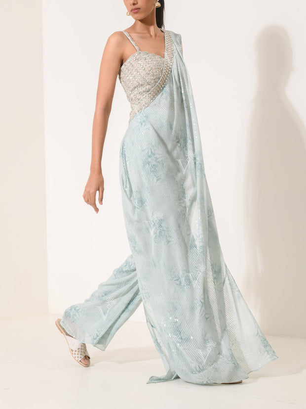 Ice Blue Draped Cocktail Dress