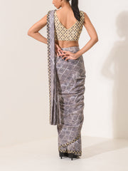 Grey Georgette Pre-Draped Cocktail Saree