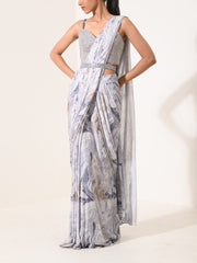 Marble Print Pre-Draped Cocktail Saree