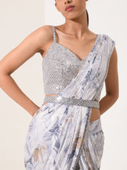 Marble Print Pre-Draped Cocktail Saree