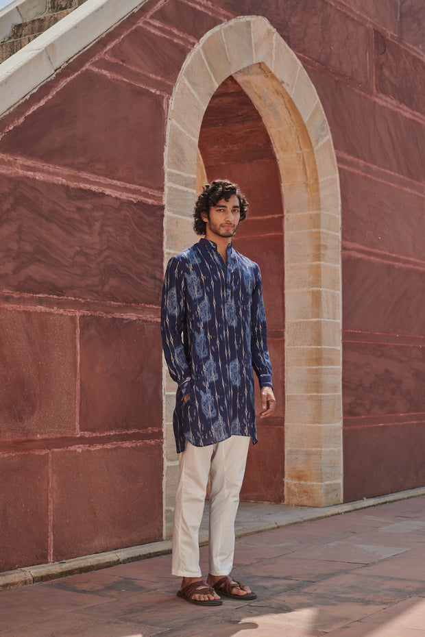 Khajuraho Blue Ganganagery Kurta