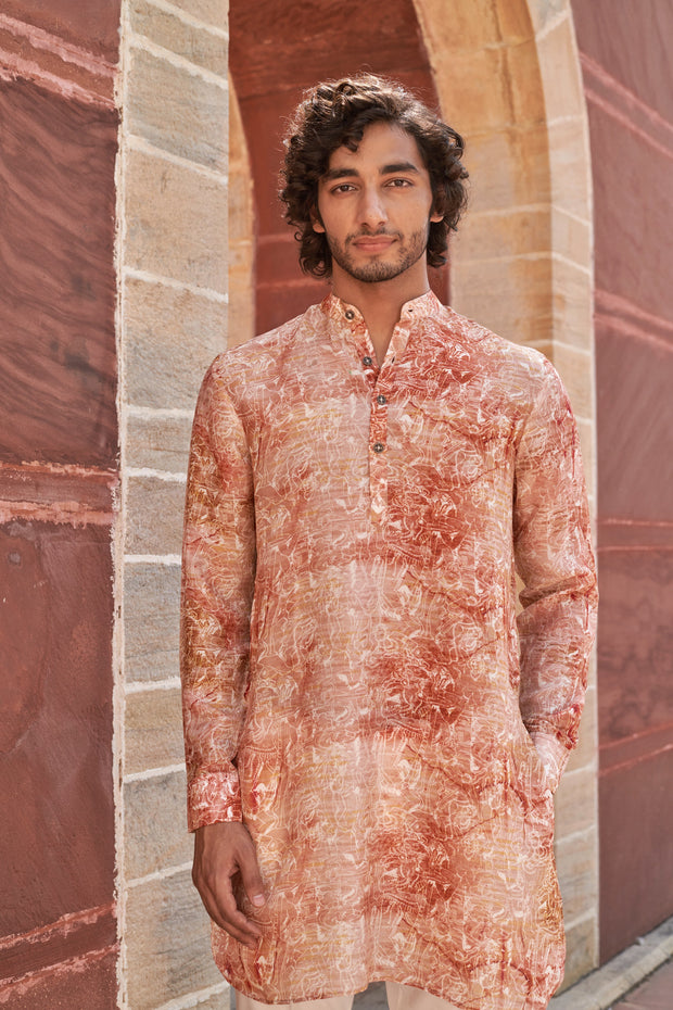 Khajuraho Orange Ganganagery Kurta