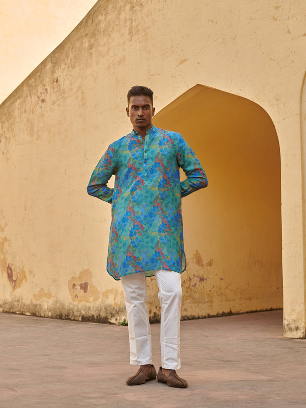 Jaco Floral Green Ganganagery Kurta