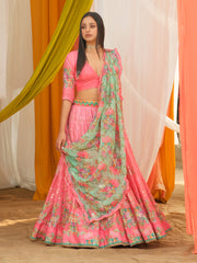 Pink Vasansi Silk Printed Lehenga Set