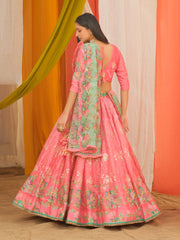 Pink Vasansi Silk Printed Lehenga Set