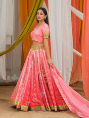 Peach Ombre Vasansi Silk Lehenga Set