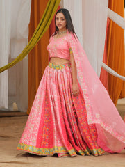 Peach Ombre Vasansi Silk Lehenga Set