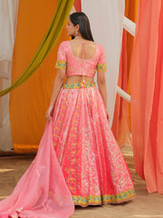 Peach Ombre Vasansi Silk Lehenga Set