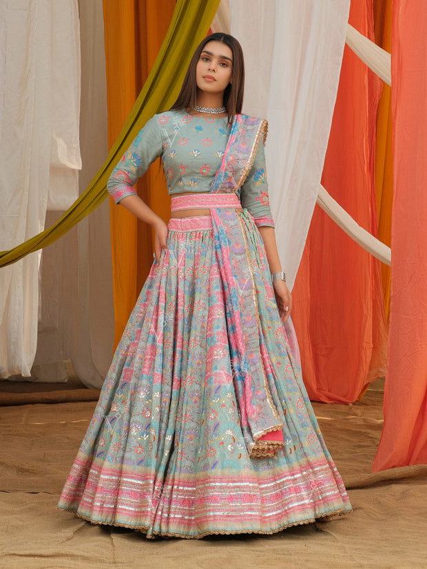 Grey Vasansi Silk Lehenga set