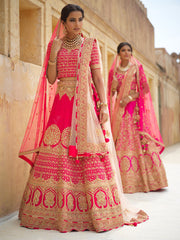 Red Bridal Raw Silk Lehenga