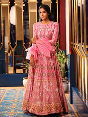 Pink Chanderi Silk Gown