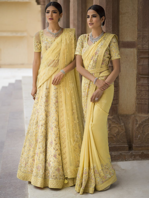 Yellow Organza Lehenga Choli