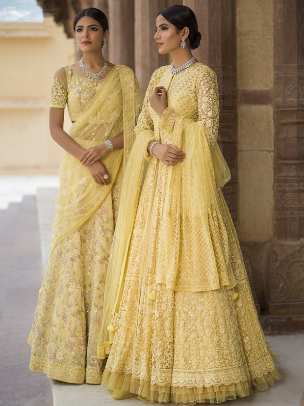 Yellow Organza Lehenga Choli