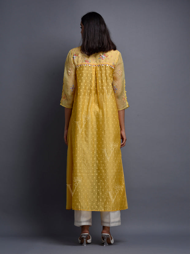 Yellow Cotton Embroidered Tunic