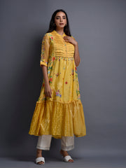 Yellow Cotton Embroidered Tunic