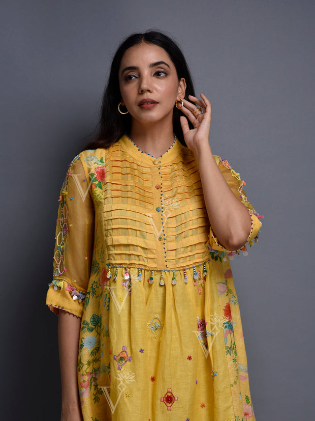 Yellow Cotton Embroidered Tunic