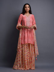 Pink Vasansi Silk Leheriya Palazzo Set