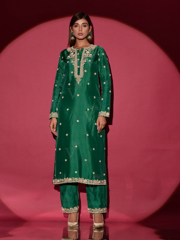 Green Silk Suit Set