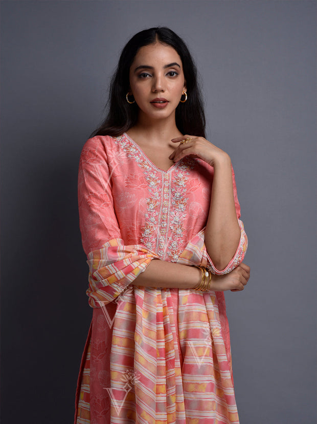 Pink Vasansi Silk Leheriya Palazzo Set