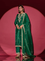 Green Silk Suit Set