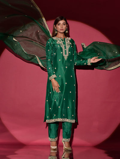 Green Silk Suit Set