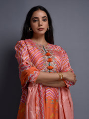 Orange Vasansi Silk Leheriya Kurta Set