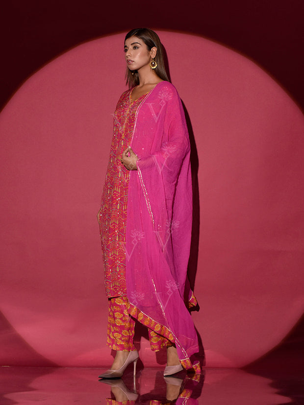 Pink Vasansi Silk Printed Suit Set