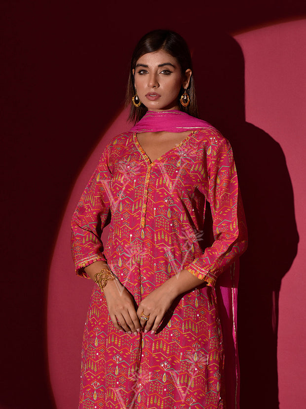 Pink Vasansi Silk Printed Suit Set