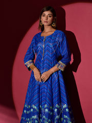 Blue Vasansi Silk Printed Anarkali Gown