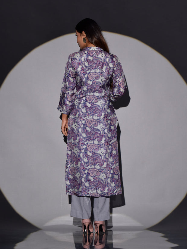 Grey Vasansi Silk Printed Kurta