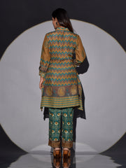 Brown and Green Vasansi Silk Printed Co-ord Set